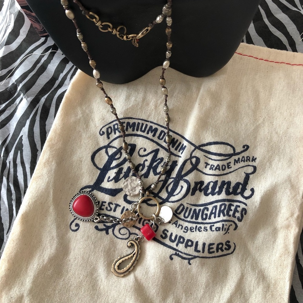 Lucky Brand beaded necklace with coral